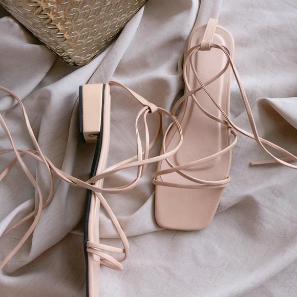 Gladiator and Lace Up Sandals (Brand New) in Beige color - Picture 1 of 3